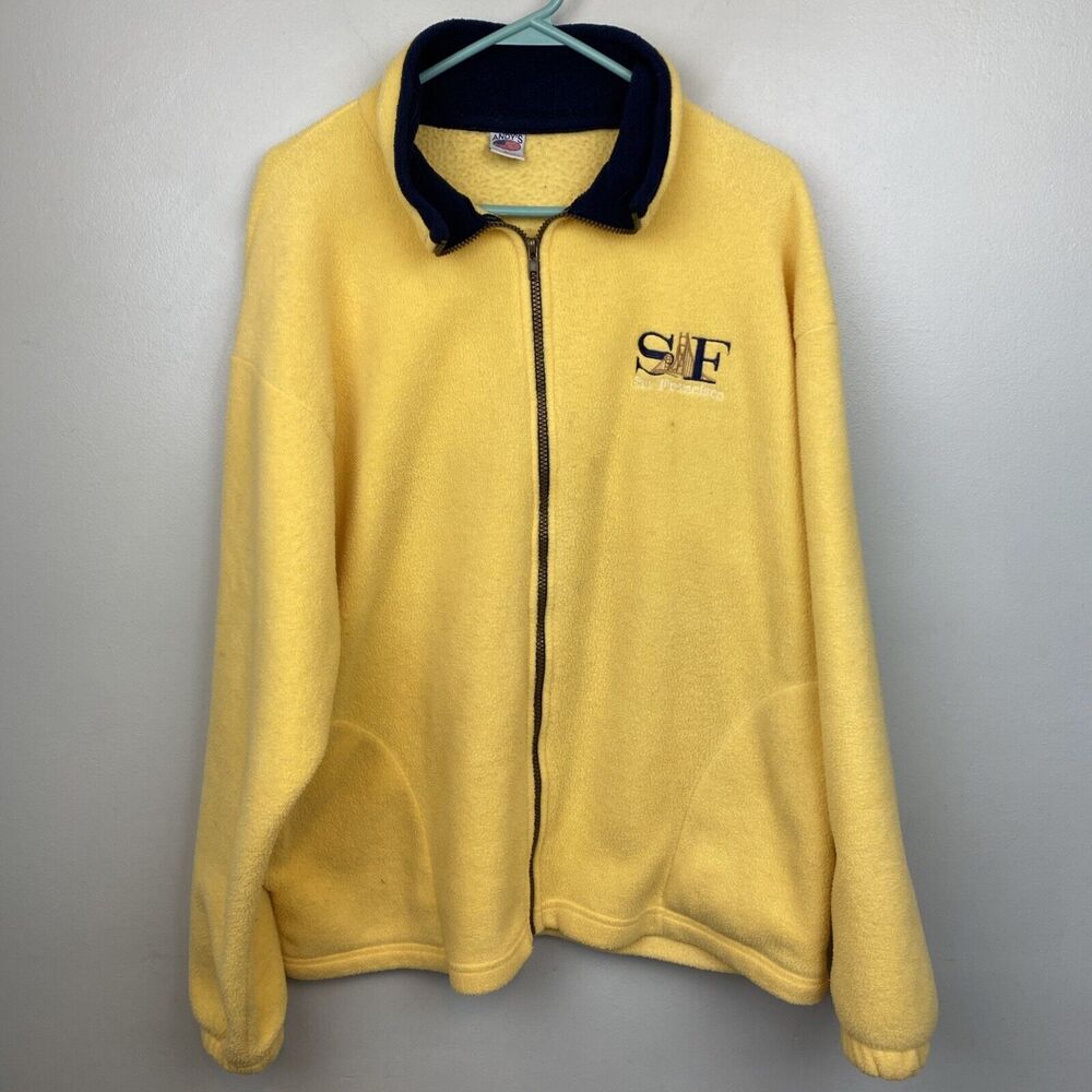 Andy's Fleece Pullover Men's L Yellow full zip San Francisco‎ 90s y2k VTG